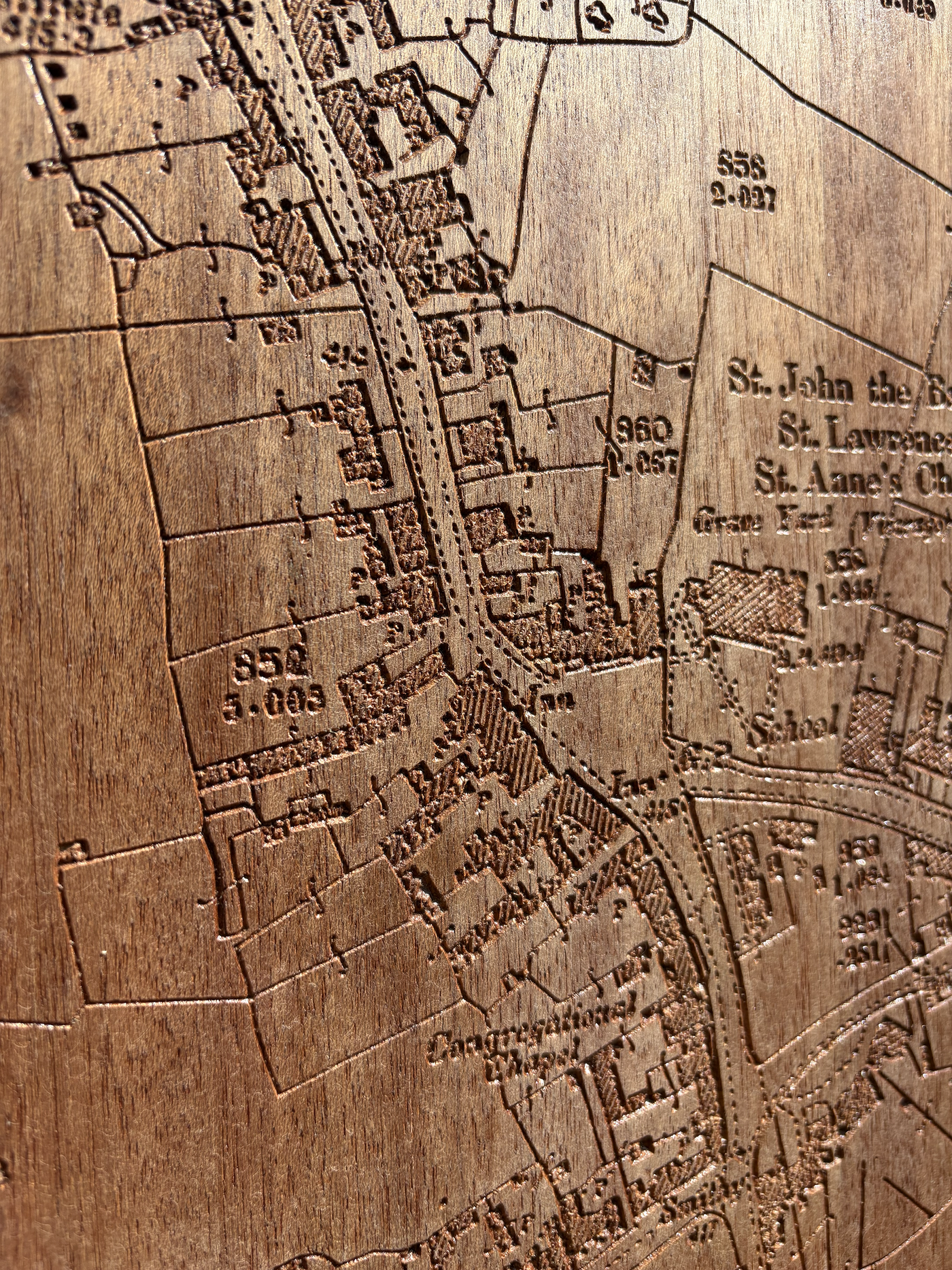 Custom Carved Sapele Map A2 size
